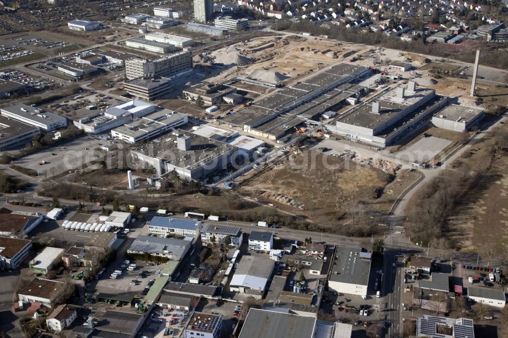 Aerial photograph Mainz - Development area of the former IBM site in the area of the Heilig Kreuz Weg in Mainz Weisenau in Rhineland-Palatinate