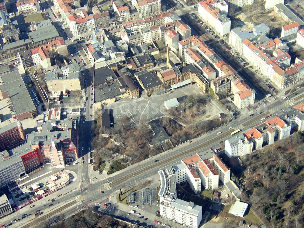 Aerial photograph Berlin - PRENZLAUER BERG - Ehemaliges Industriegelände an der Prenzlauer Allee in Berlin-Prenzlauer Berg. 16.03.03