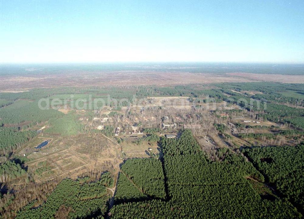 Aerial photograph Drachhausen - Ehemaliges Kasernengelände bei Drachhausen in Brandenburg. Renaturierungsfläche der Brandenburgischen Boden GmbH.