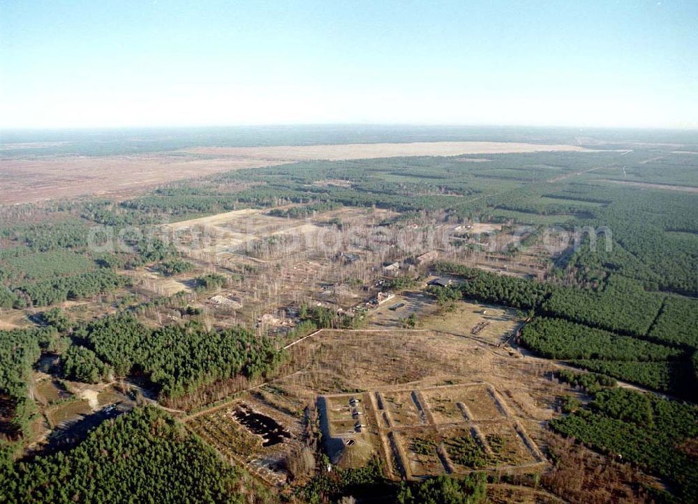 Drachhausen from above - Ehemaliges Kasernengelände bei Drachhausen in Brandenburg. Renaturierungsfläche der Brandenburgischen Boden GmbH.