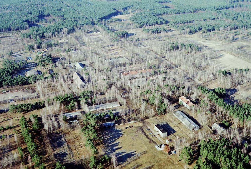 Aerial photograph Drachhausen - Ehemaliges Kasernengelände bei Drachhausen in Brandenburg. Renaturierungsfläche der Brandenburgischen Boden GmbH.