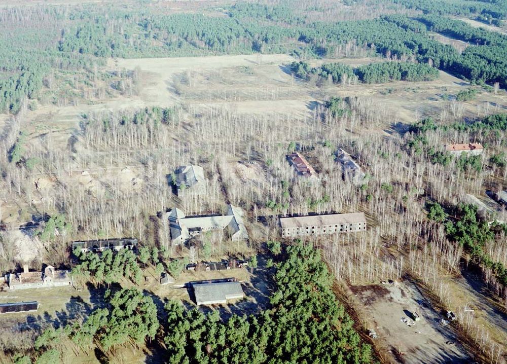 Aerial photograph Drachhausen - Ehemaliges Kasernengelände bei Drachhausen in Brandenburg. Renaturierungsfläche der Brandenburgischen Boden GmbH.