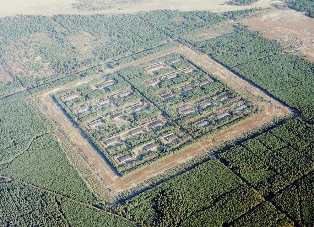 Aerial photograph Drachhausen - Ehemaliges Kasernengelände bei Drachhausen in Brandenburg. Renaturierungsfläche der Brandenburgischen Boden GmbH.