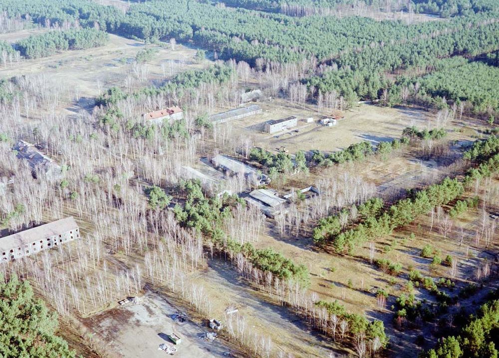 Drachhausen / Brandenburg from above - Ehemaliges Kasernengelände bei Drachhausen in Brandenburg. Renaturierungsfläche der Brandenburgischen Boden GmbH.