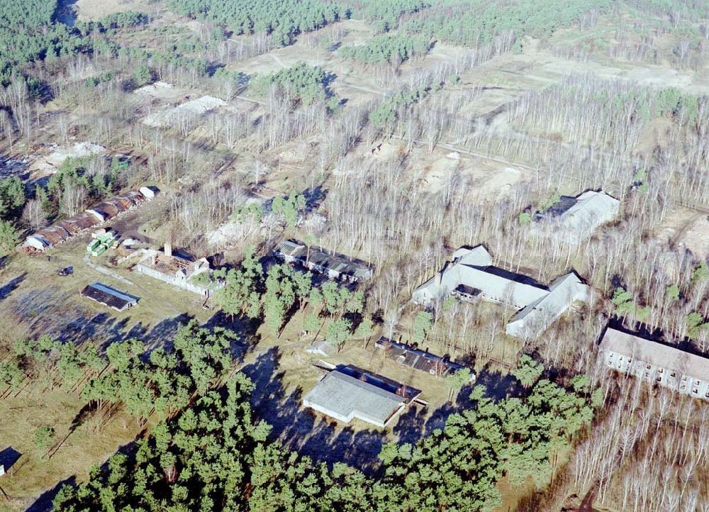 Aerial image Drachhausen / Brandenburg - Ehemaliges Kasernengelände bei Drachhausen in Brandenburg. Renaturierungsfläche der Brandenburgischen Boden GmbH.