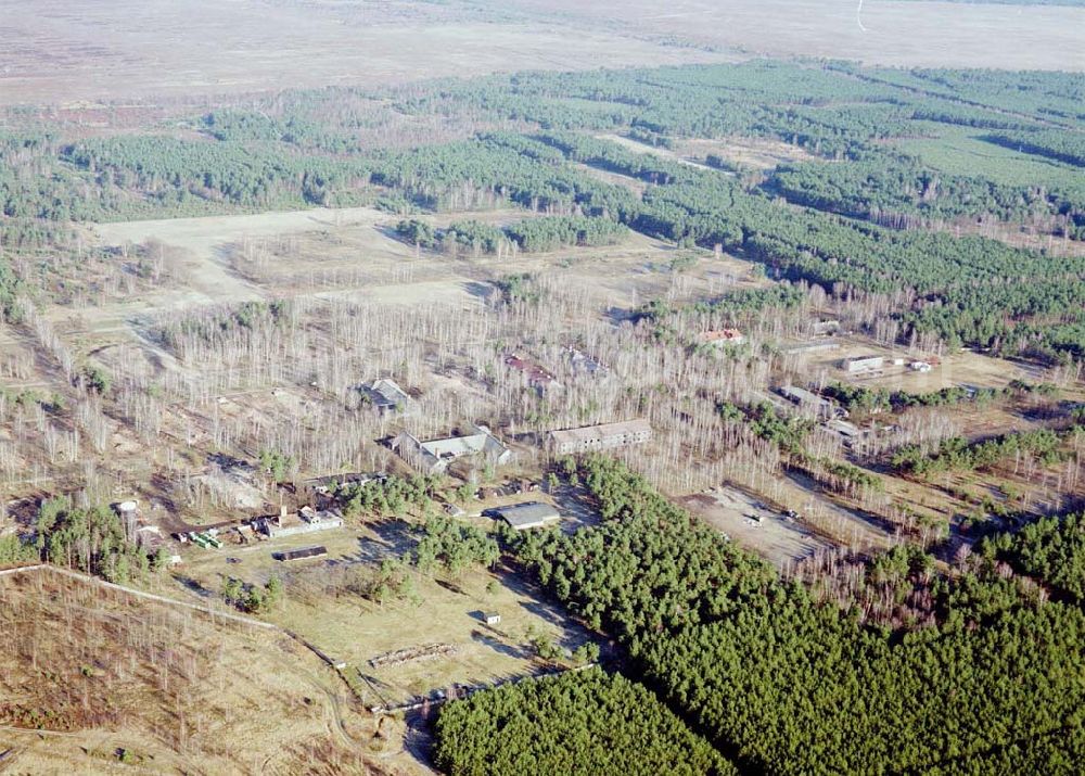 Drachhausen from above - Ehemaliges Kasernengelände bei Drachhausen in Brandenburg. Renaturierungsfläche der Brandenburgischen Boden GmbH.