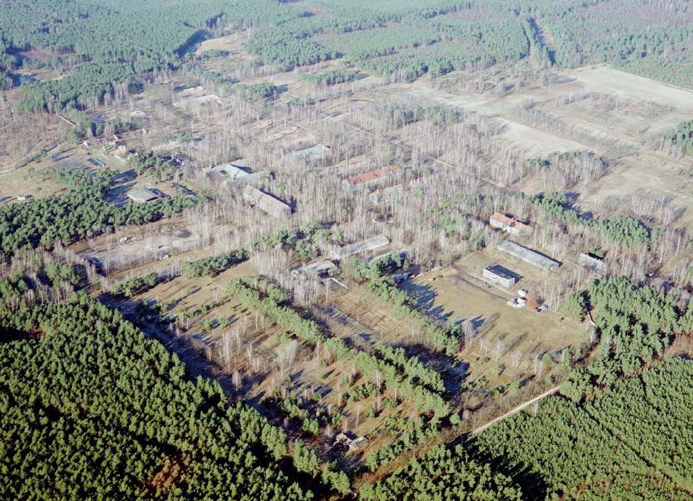 Aerial image Drachhausen - Ehemaliges Kasernengelände bei Drachhausen in Brandenburg. Renaturierungsfläche der Brandenburgischen Boden GmbH.