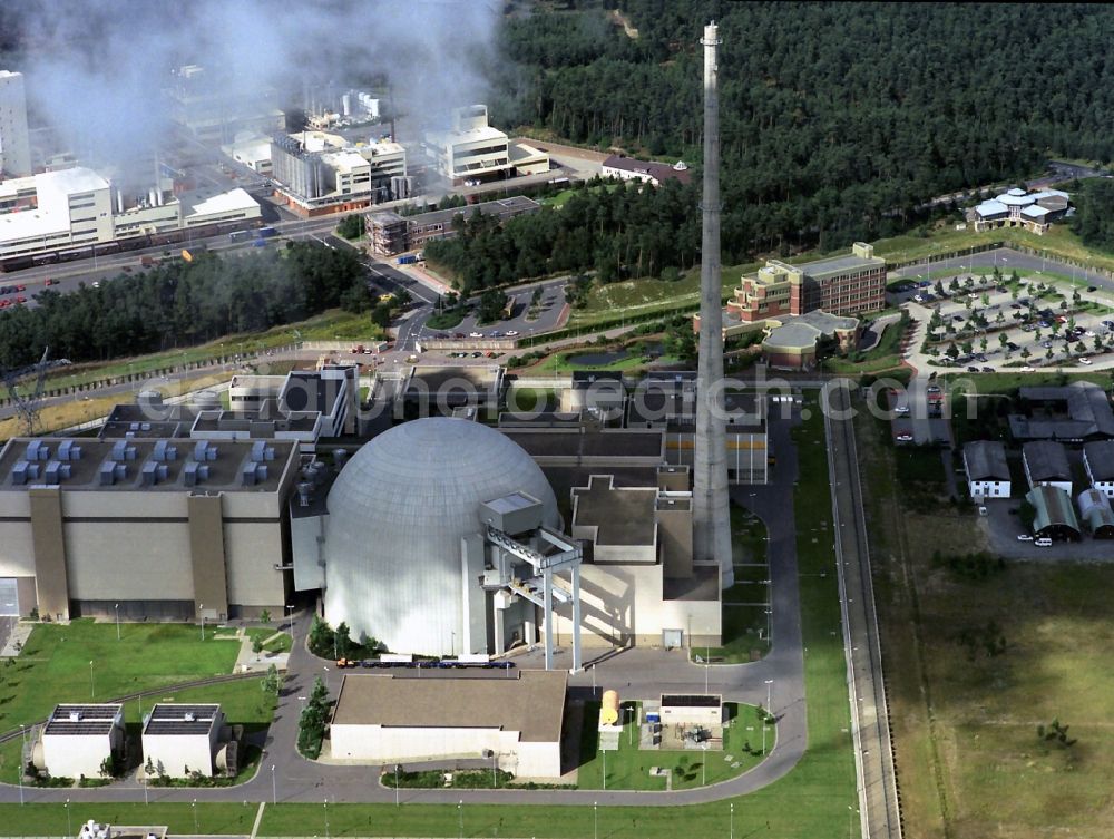 Lingen from the bird's eye view: Former Kernkaftwerk NPP and natural gas power plant Emsland in Lingen on the Ems in Lower Saxony