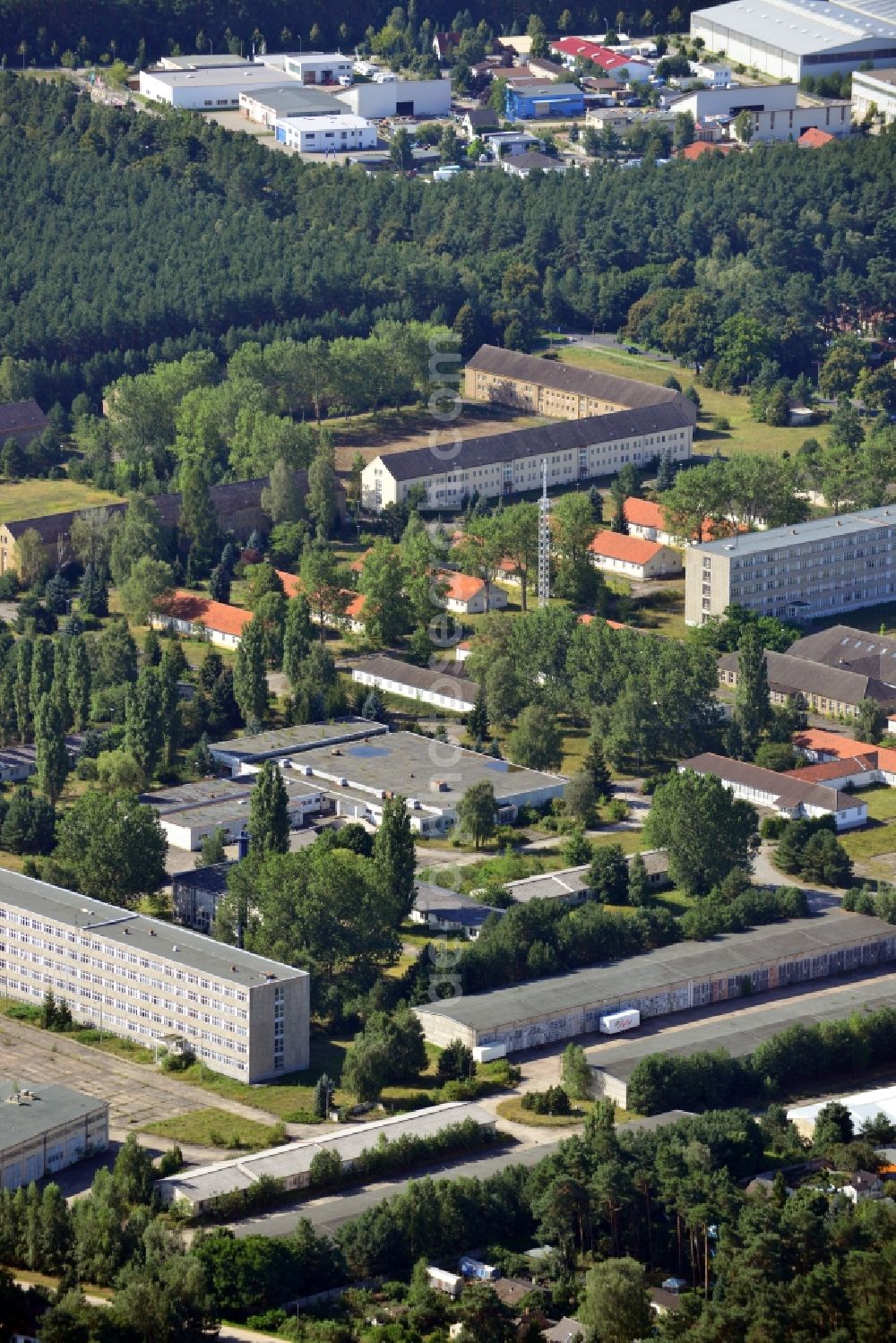 Wandlitz from above - View of former police terrain in the district Basdorf of the town Wandlitz in Brandenburg