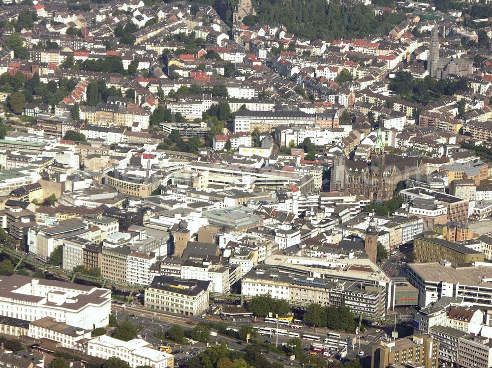 Wuppertal from above - , Stadtansicht Wuppertal mit dem ehemaligen Rathaus Elberfeld (Verwaltungshaus am Neumarkt). Verwaltungshaus Elberfeld, Neumarkt 10, 42103 Wuppertal-Elberfeld