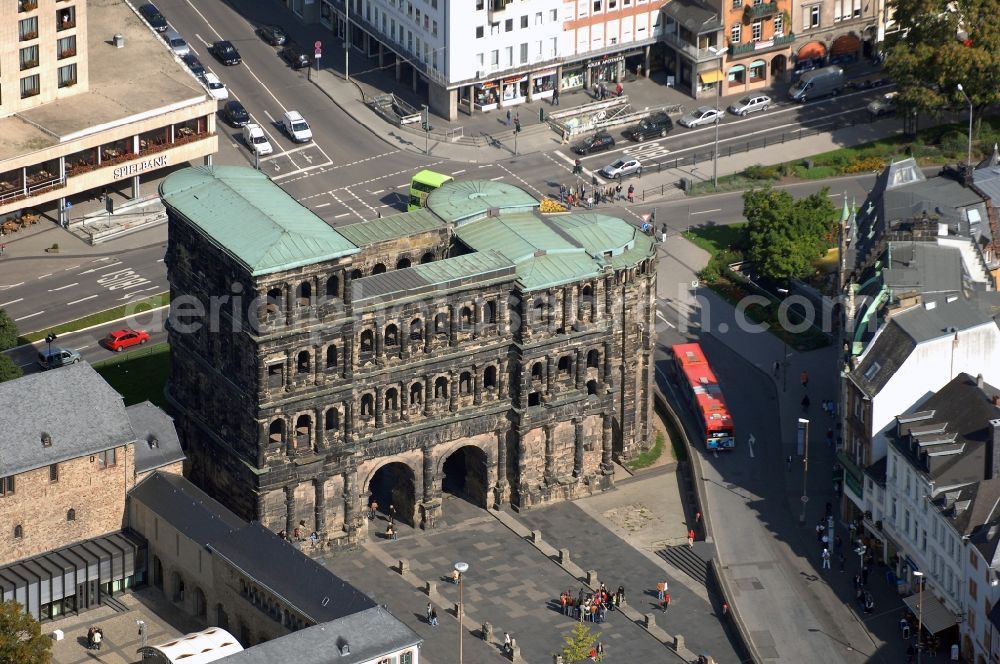 Trier from the bird's eye view: Former Roman Porta Nigra - the city's landmarks in Trier in Rhineland-Palatinate