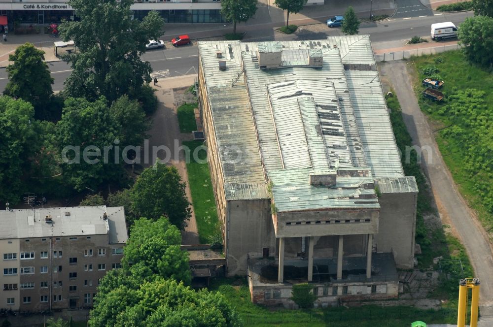 Dresden from the bird's eye view: The former indoor swimming bath Sachsenbad Dresden at the street Wurzener Strasse in the district Pieschen of Dresden in Saxony