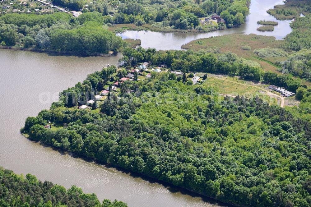 Wusterwitz from the bird's eye view: Former zoo grounds on the Elbe-Havel Canal at Wusterwitz in Brandenburg