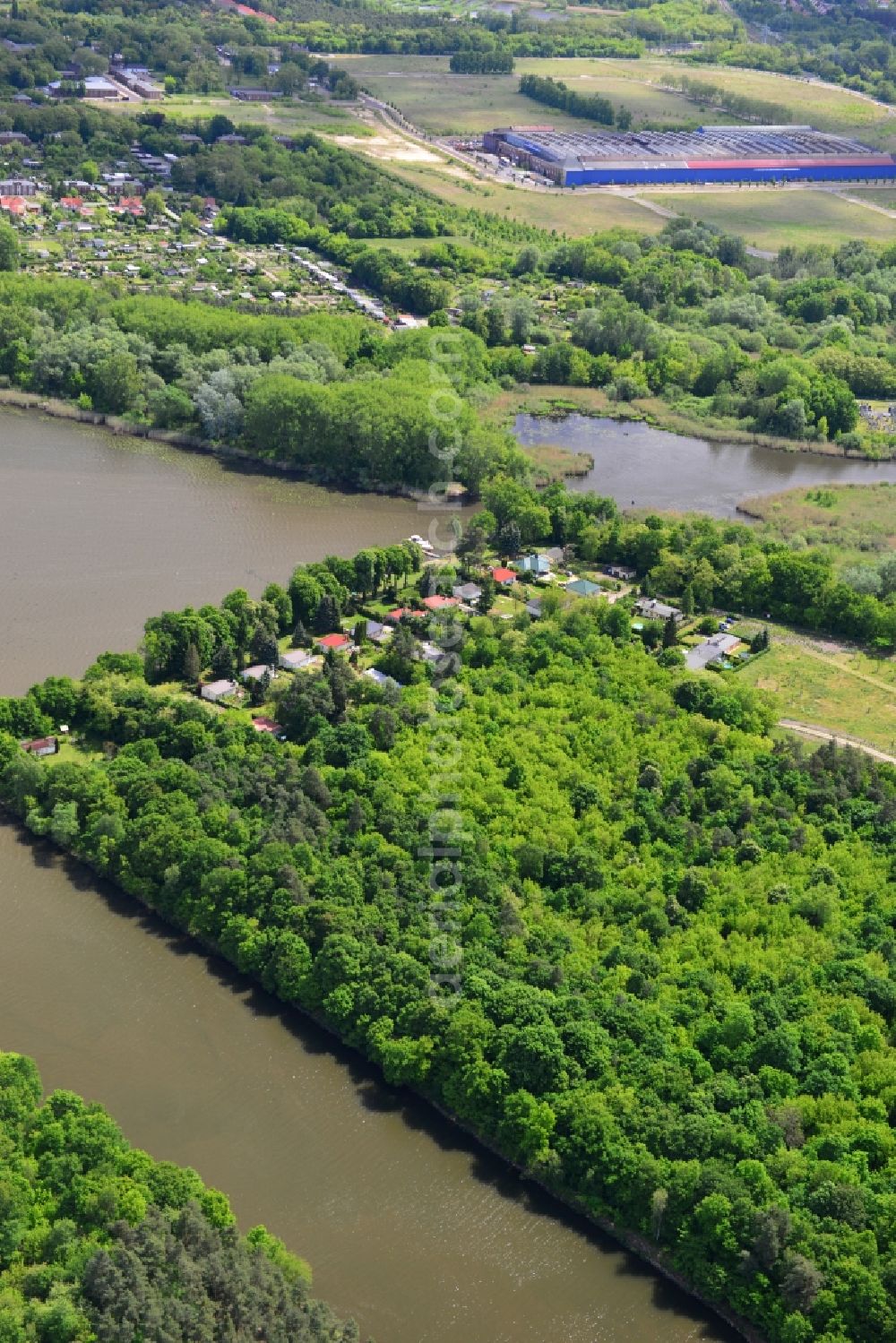 Aerial image Wusterwitz - Former zoo grounds on the Elbe-Havel Canal at Wusterwitz in Brandenburg