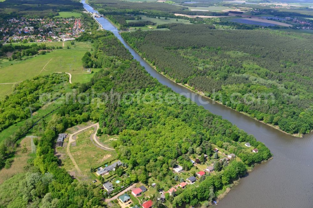 Aerial photograph Wusterwitz - Former zoo grounds on the Elbe-Havel Canal at Wusterwitz in Brandenburg