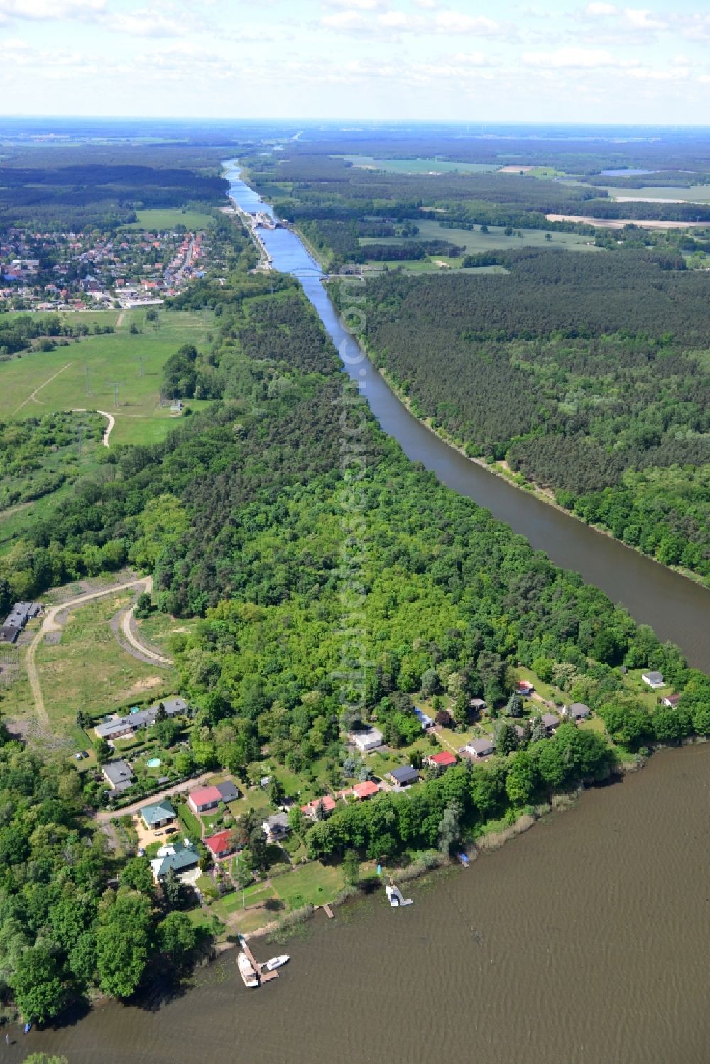 Wusterwitz from above - Former zoo grounds on the Elbe-Havel Canal at Wusterwitz in Brandenburg