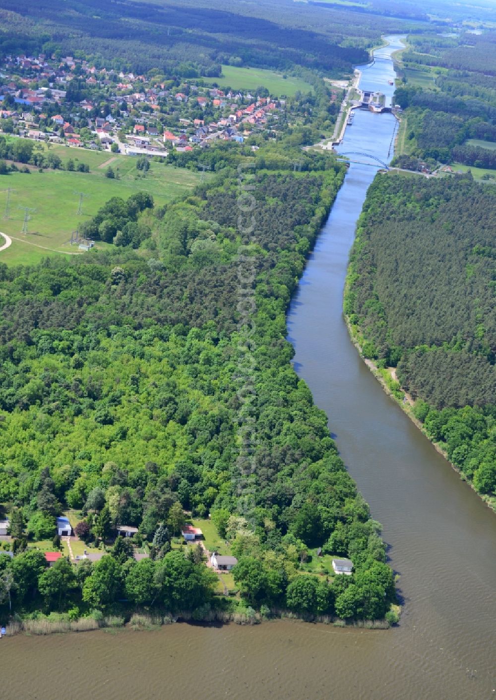 Wusterwitz from the bird's eye view: Former zoo grounds on the Elbe-Havel Canal at Wusterwitz in Brandenburg