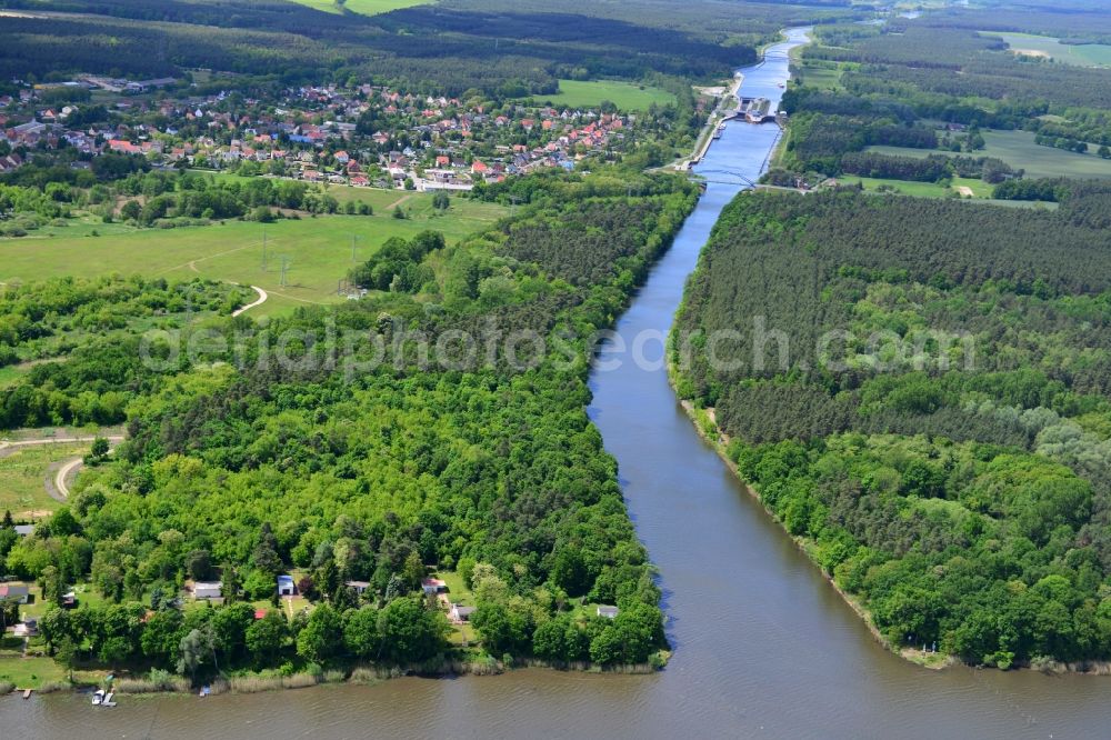 Aerial image Wusterwitz - Former zoo grounds on the Elbe-Havel Canal at Wusterwitz in Brandenburg