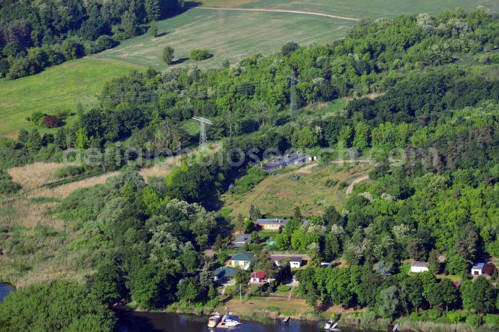 Wusterwitz from the bird's eye view: Former zoo grounds on the Elbe-Havel Canal at Wusterwitz in Brandenburg