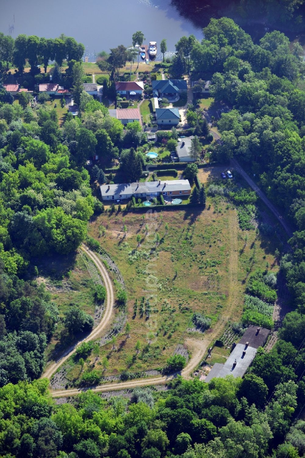 Aerial photograph Wusterwitz - Former zoo grounds on the Elbe-Havel Canal at Wusterwitz in Brandenburg