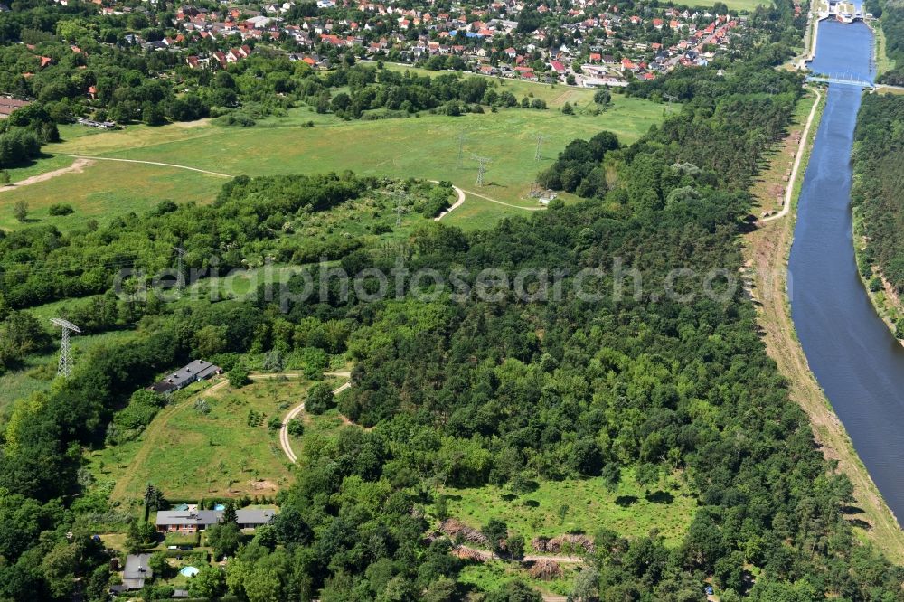 Aerial photograph Wusterwitz - Former zoo grounds on the Elbe-Havel Canal at Wusterwitz in Brandenburg