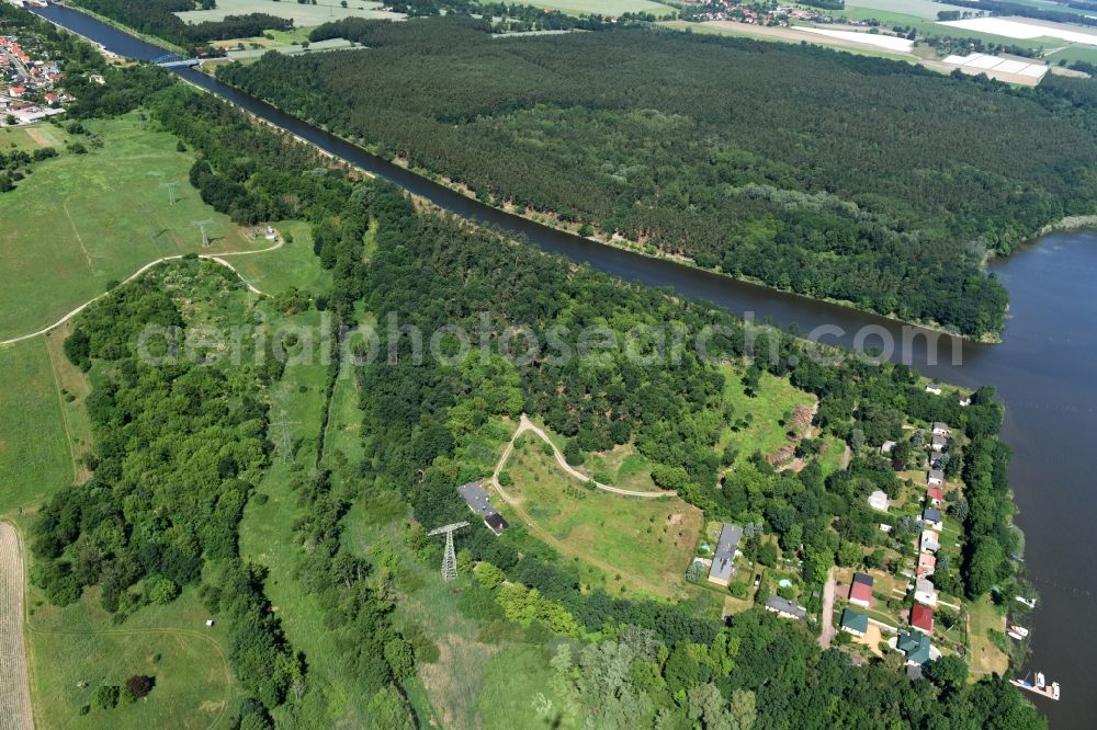 Aerial image Wusterwitz - Former zoo grounds on the Elbe-Havel Canal at Wusterwitz in Brandenburg