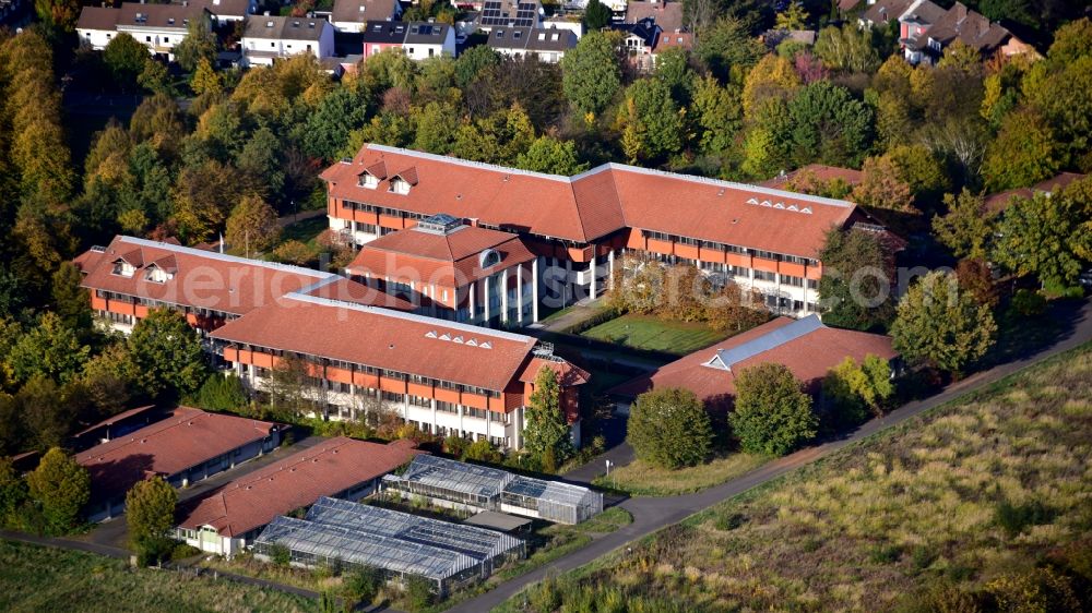 Bonn from above - Former administrative building of the North Rhine-Westphalia Chamber of Agriculture in Bonn in the state North Rhine-Westphalia, Germany. The building is to be given a new use