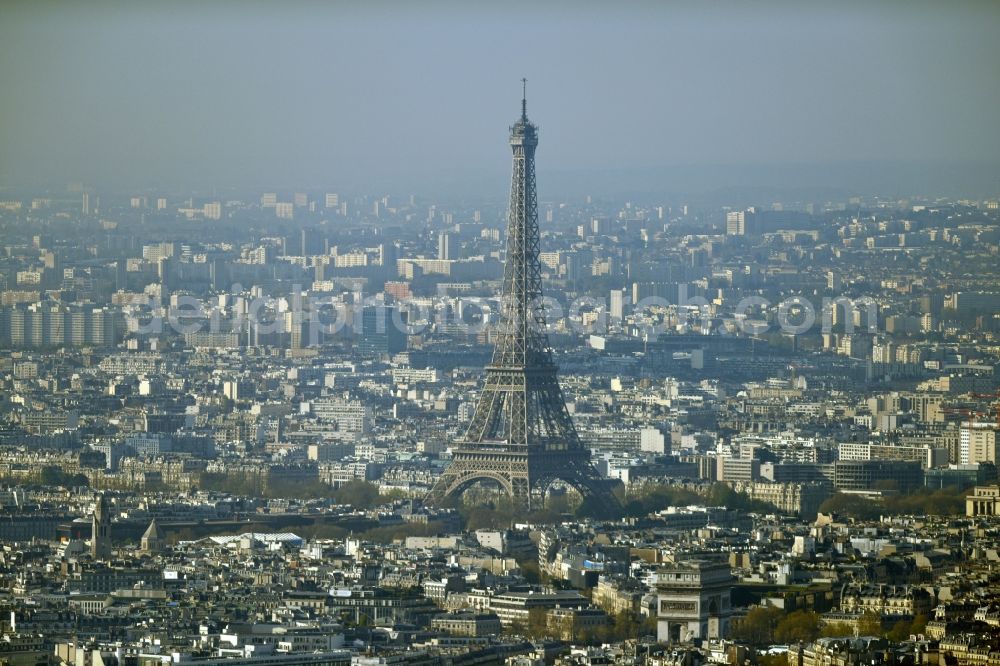 Aerial photograph Paris - The Eiffel Tower Tour Eiffel and the Triumphal Arch Arc de Triomphe in Paris in Ile-de-France, France