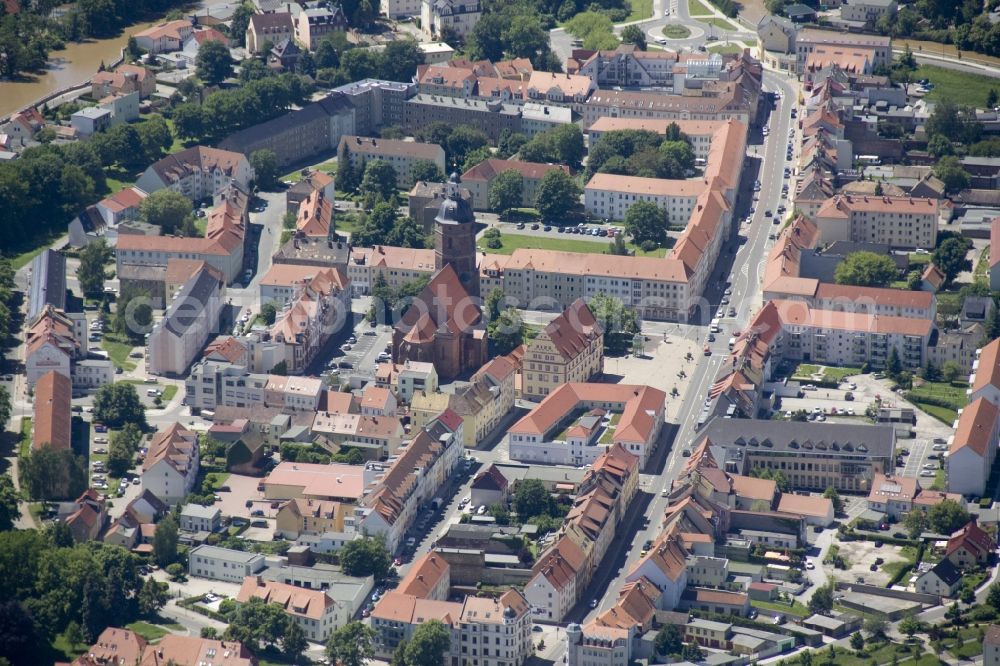 Aerial photograph Eilenburg - The city center Eilenburg with Nicolai church in Saxony