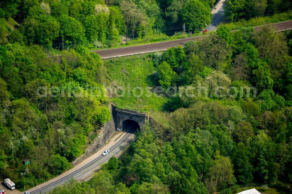 Aerial image Gevelsberg - Entry and exit area of the Koelner street through the Kruiner tunnel in Gevelsberg in the state North Rhine-Westphalia