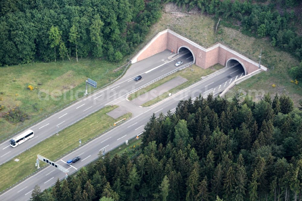 Aerial photograph Oberhof - Entrance to the tube Rennsteigtunnel the motorway BAB A71 near Oberhof in Thuringia