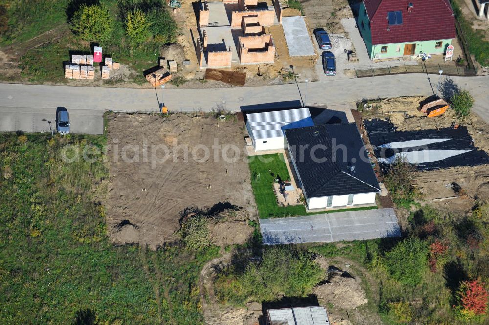 Aerial image Magedeburg - Blick auf das neue Einfamilien- Wohnneubaugebiet Am Birnengarten in Magdeburg-Ottersleben.