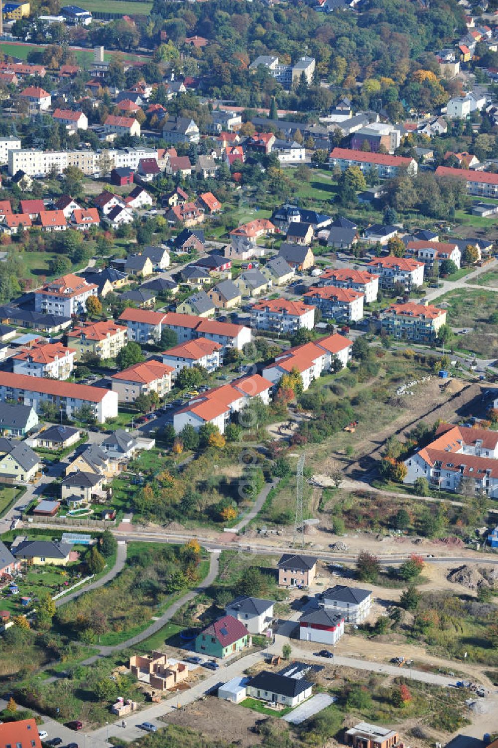 Aerial image Magedeburg - Blick auf das neue Einfamilien- Wohnneubaugebiet Am Birnengarten in Magdeburg-Ottersleben.