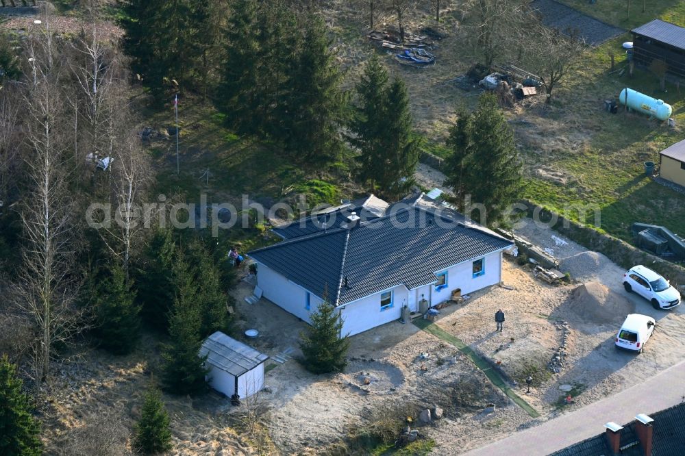 Groß Daberkow from above - Construction site for the new construction of a detached house in a family house - settlement along the Zum Pastorhaus in Gross Daberkow in the state Mecklenburg - Western Pomerania, Germany