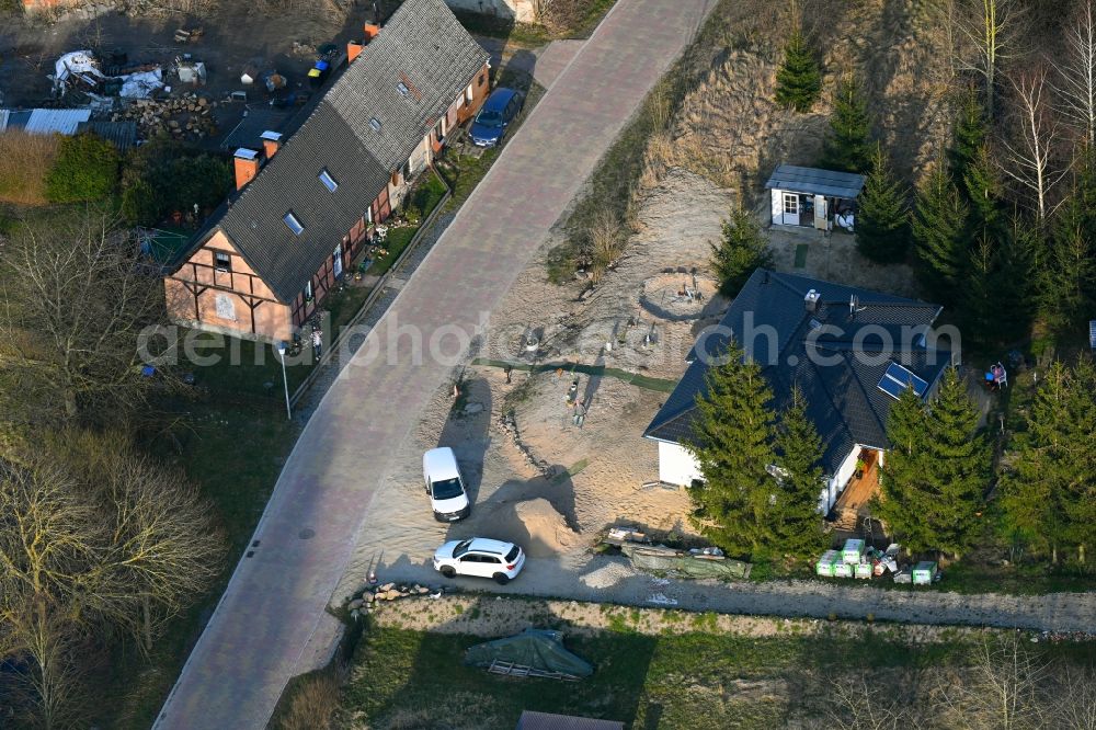 Aerial photograph Groß Daberkow - Construction site for the new construction of a detached house in a family house - settlement along the Zum Pastorhaus in Gross Daberkow in the state Mecklenburg - Western Pomerania, Germany