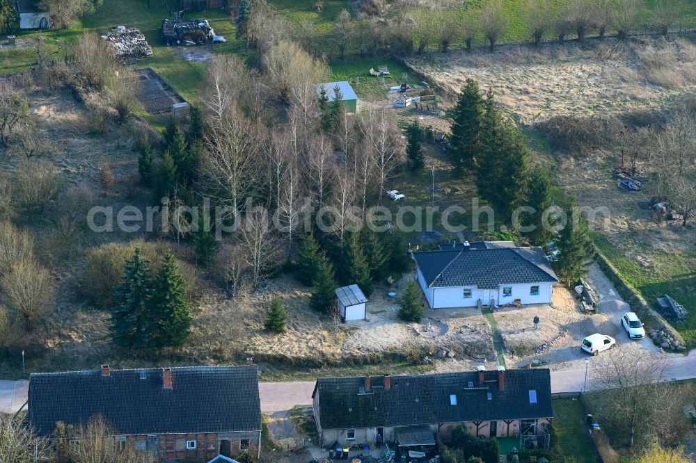 Groß Daberkow from above - Construction site for the new construction of a detached house in a family house - settlement along the Zum Pastorhaus in Gross Daberkow in the state Mecklenburg - Western Pomerania, Germany