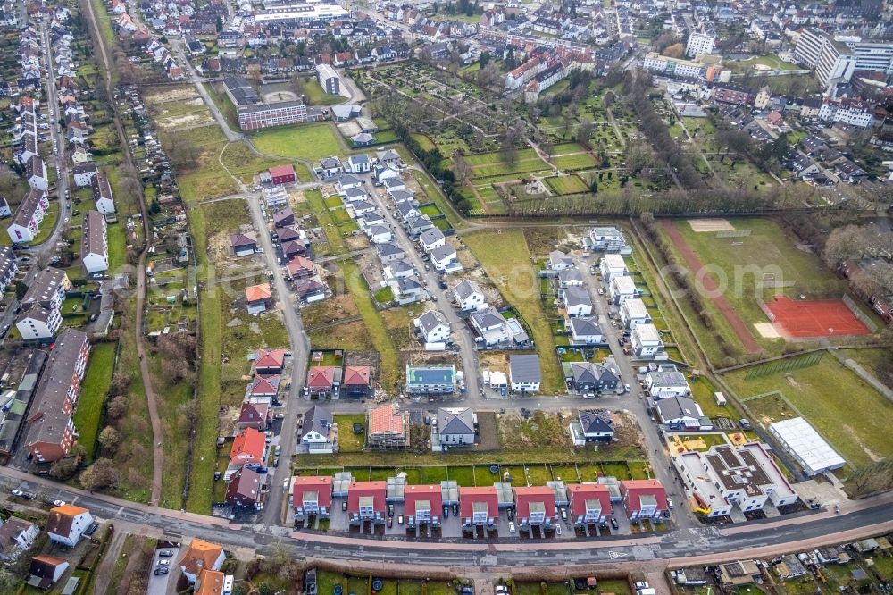 Hamm from above - Residential area of a??a??a single-family housing estate on Beisenkamp in Hamm at Ruhrgebiet in the state North Rhine-Westphalia, Germany