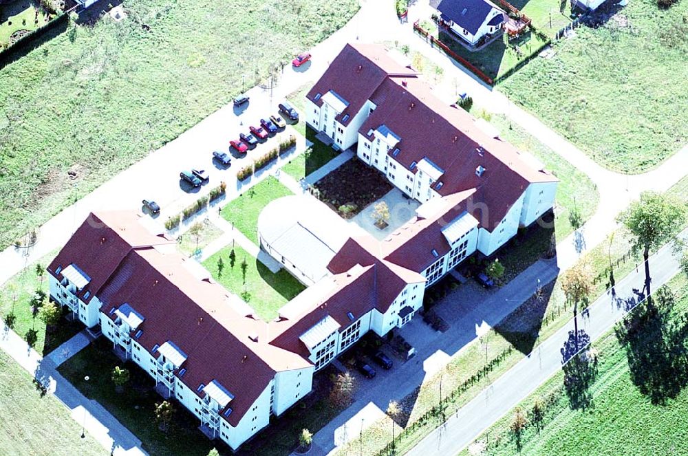 Eberswalde-Lichterfelde / Brandenburg from above - Einfamilienhausneubausiedlung im Stadtteil Lichterfelde von Eberswalde in Brandenburg. (Objekt 36566: Seniorenresidenz der PROCURAND AG in der Beethovenstraße 22, Tel.:03334/2580) Info zur PROCURAND AG: info@procurand-ag.de 13353 Berlin, Müllerstraße 163 Tel.: 030/ 440152-400