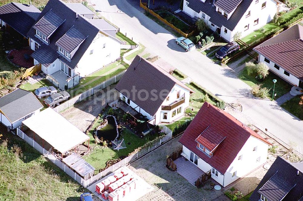 Aerial photograph Eberswalde-Lichterfelde / Brandenburg - Einfamilienhausneubausiedlung im Stadtteil Lichterfelde von Eberswalde in Brandenburg. (Objekt 36621 in der Haydenstraße)