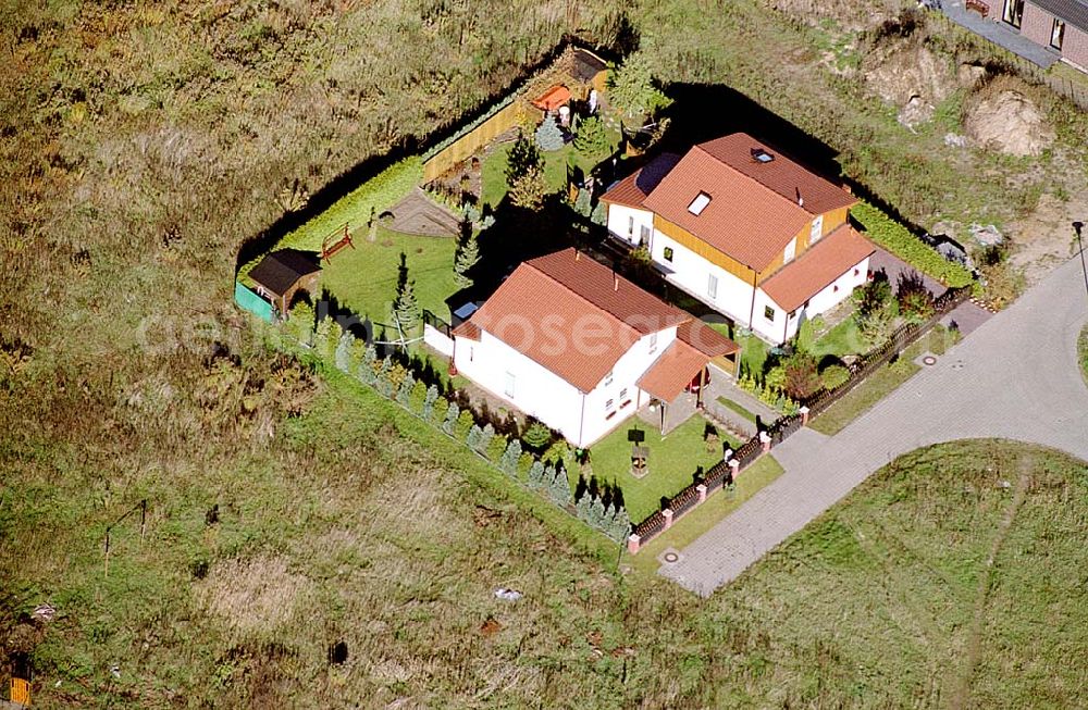 Aerial image Eberswalde-Lichterfelde / Brandenburg - Einfamilienhausneubausiedlung im Stadtteil Lichterfelde von Eberswalde in Brandenburg. (Objekt 36640 in der Händelstraße)