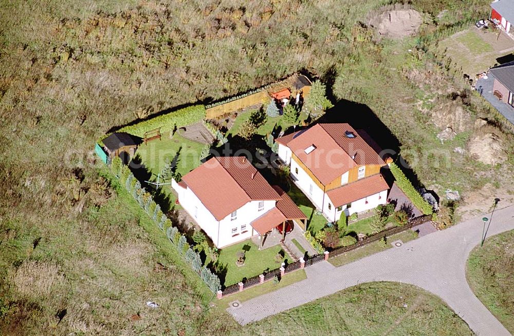 Eberswalde-Lichterfelde / Brandenburg from above - Einfamilienhausneubausiedlung im Stadtteil Lichterfelde von Eberswalde in Brandenburg. (Objekt 36642 in der Händelstraße)