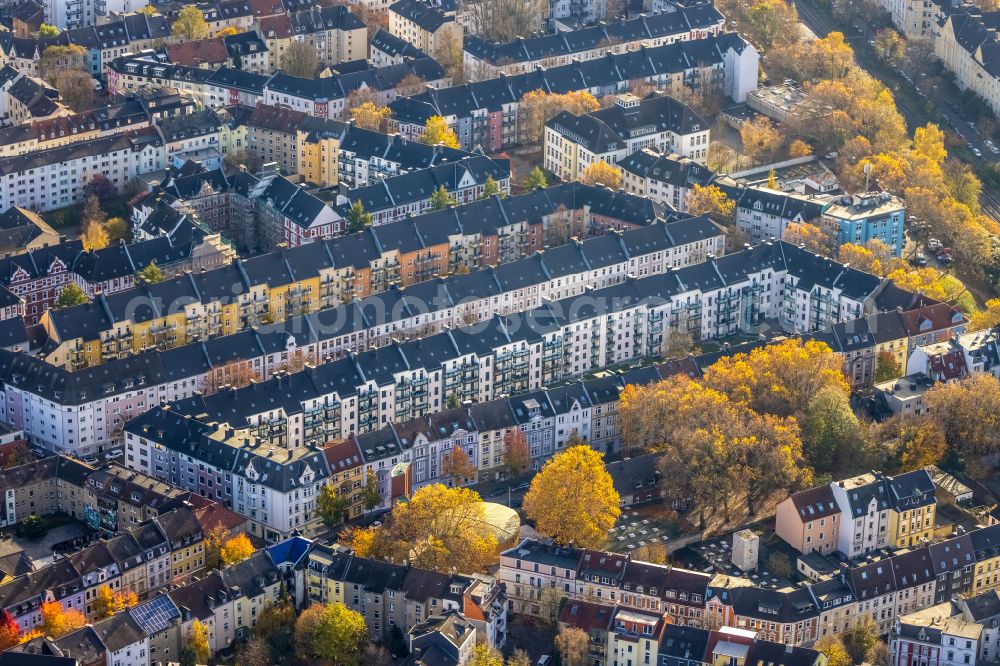 Aerial photograph Tremonia - Detached house - residential area in the form of a row house settlement in Tremonia in the state North Rhine-Westphalia, Germany