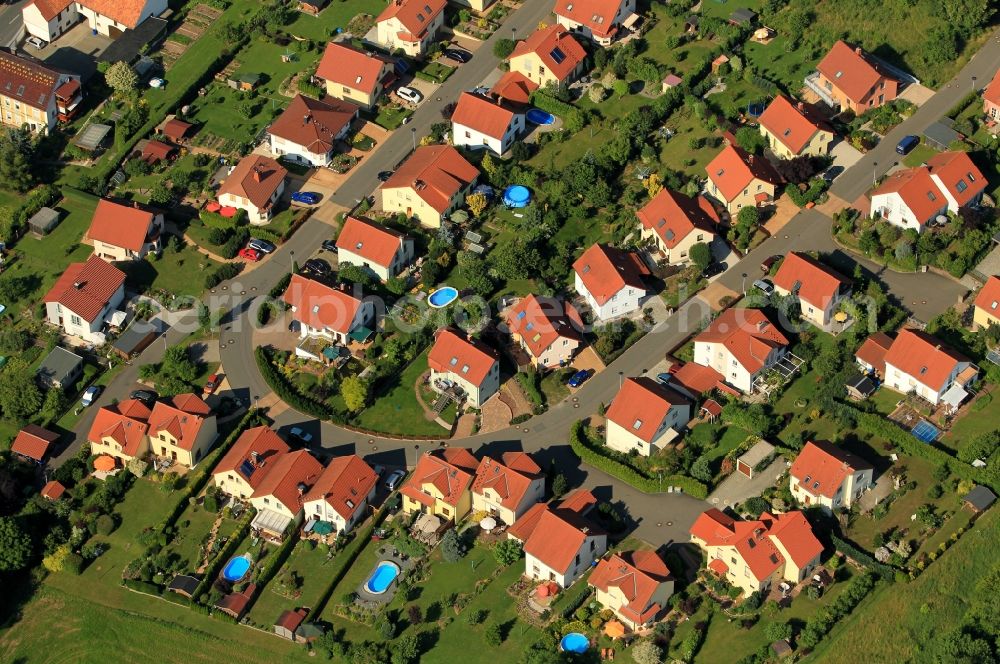 Aerial image Gera - View of one family houses in Gera in the state Thuringia