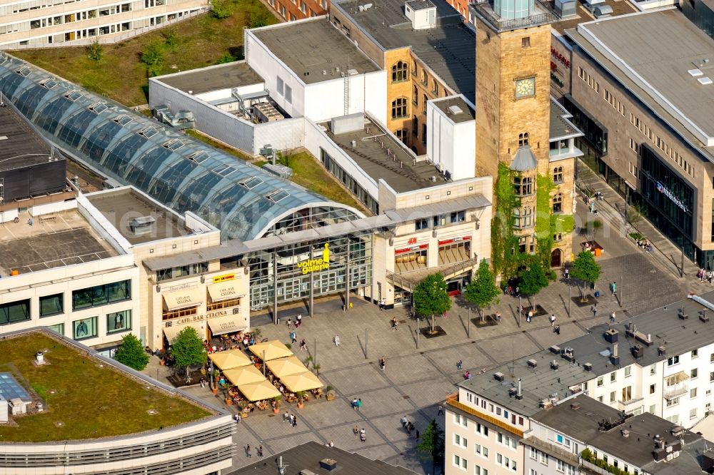 Hagen from above - Entrance area of the Shopping mall Volme Galerie in the city center of Hagen in the state of North Rhine-Westphalia