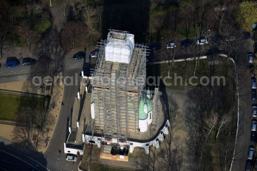 Aerial image Leipzig - Rehabilitation works of the Russian - Orthodox Memorial Church in Leipzig in Saxony