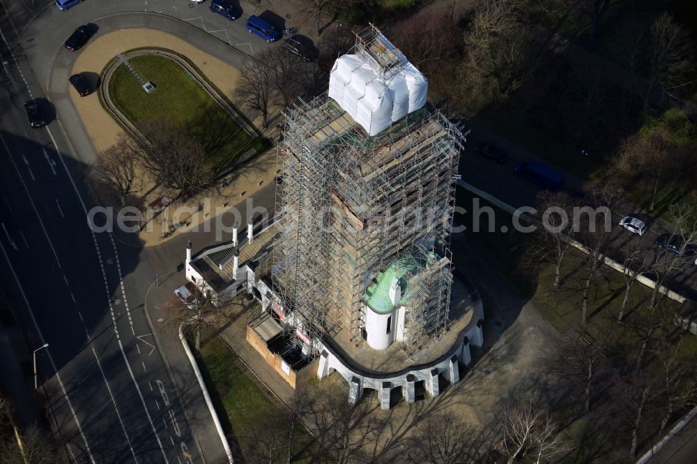 Aerial photograph Leipzig - Rehabilitation works of the Russian - Orthodox Memorial Church in Leipzig in Saxony