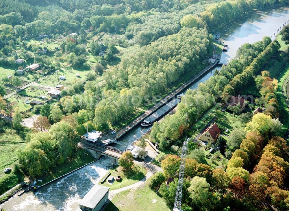 Zerben from above - Einkammerschleuse Zerben am Elbe-Havel-Kanal.