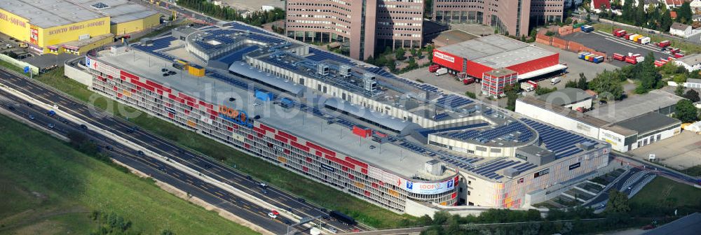 Weiterstadt from above - Blick auf das Einkaufs- und Geschäftszentrum LOOP5 Shopping Centre an der Gutenbergstraße 5 in 64331 Weiterstadt an der Autobahn A5 Ausfahrt Weiterstadt. The shopping and business center LOOP5.