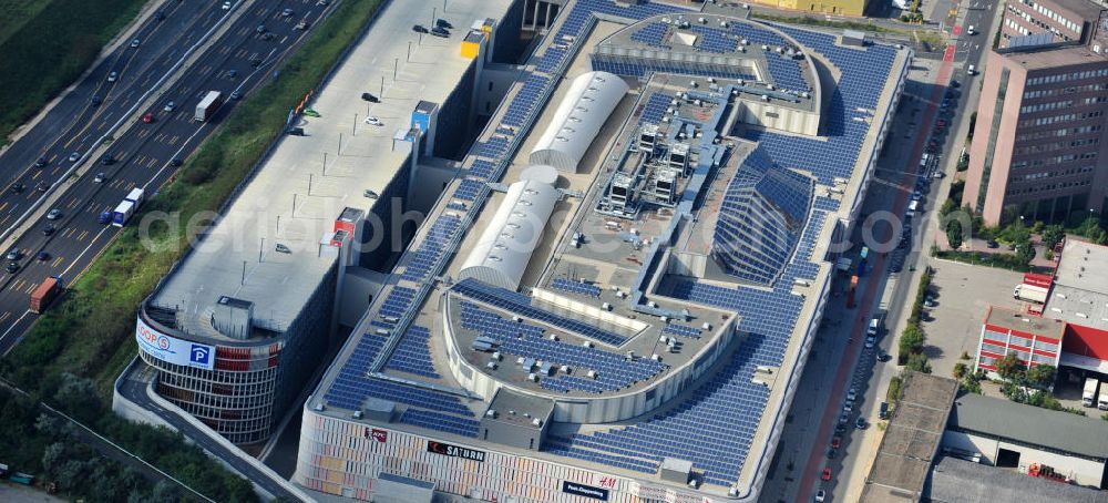 Weiterstadt from above - Blick auf das Einkaufs- und Geschäftszentrum LOOP5 Shopping Centre an der Gutenbergstraße 5 in 64331 Weiterstadt an der Autobahn A5 Ausfahrt Weiterstadt. The shopping and business center LOOP5.