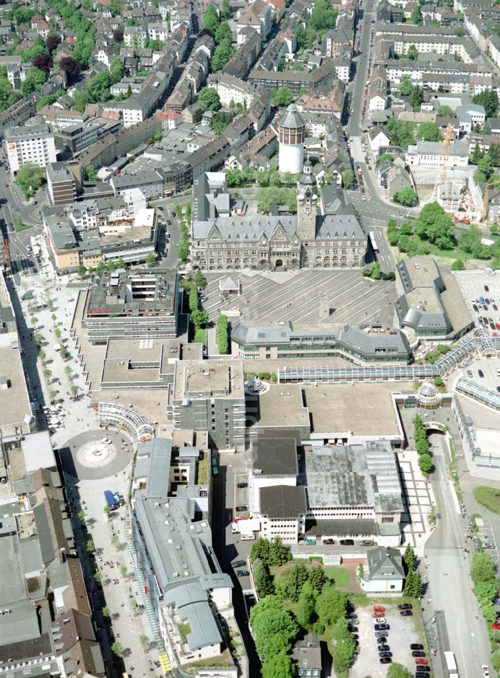 Aerial image Remscheid - Einkaufs- und Geschäftszentrums Allee Center in der Remscheider Innenstadt - ein Projekt der ECE Hamburg.